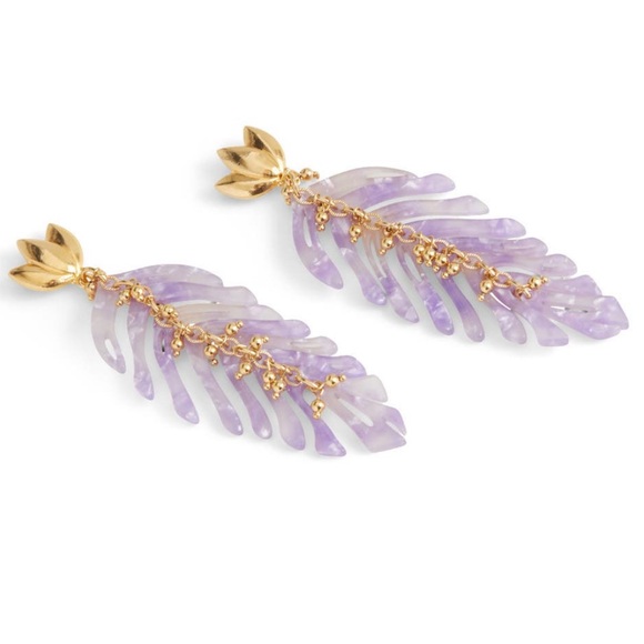 GAS BIJOUX Bo Cavallo Gold-Plated Lavender Drop Purple Earrings - Picture 8 of 9